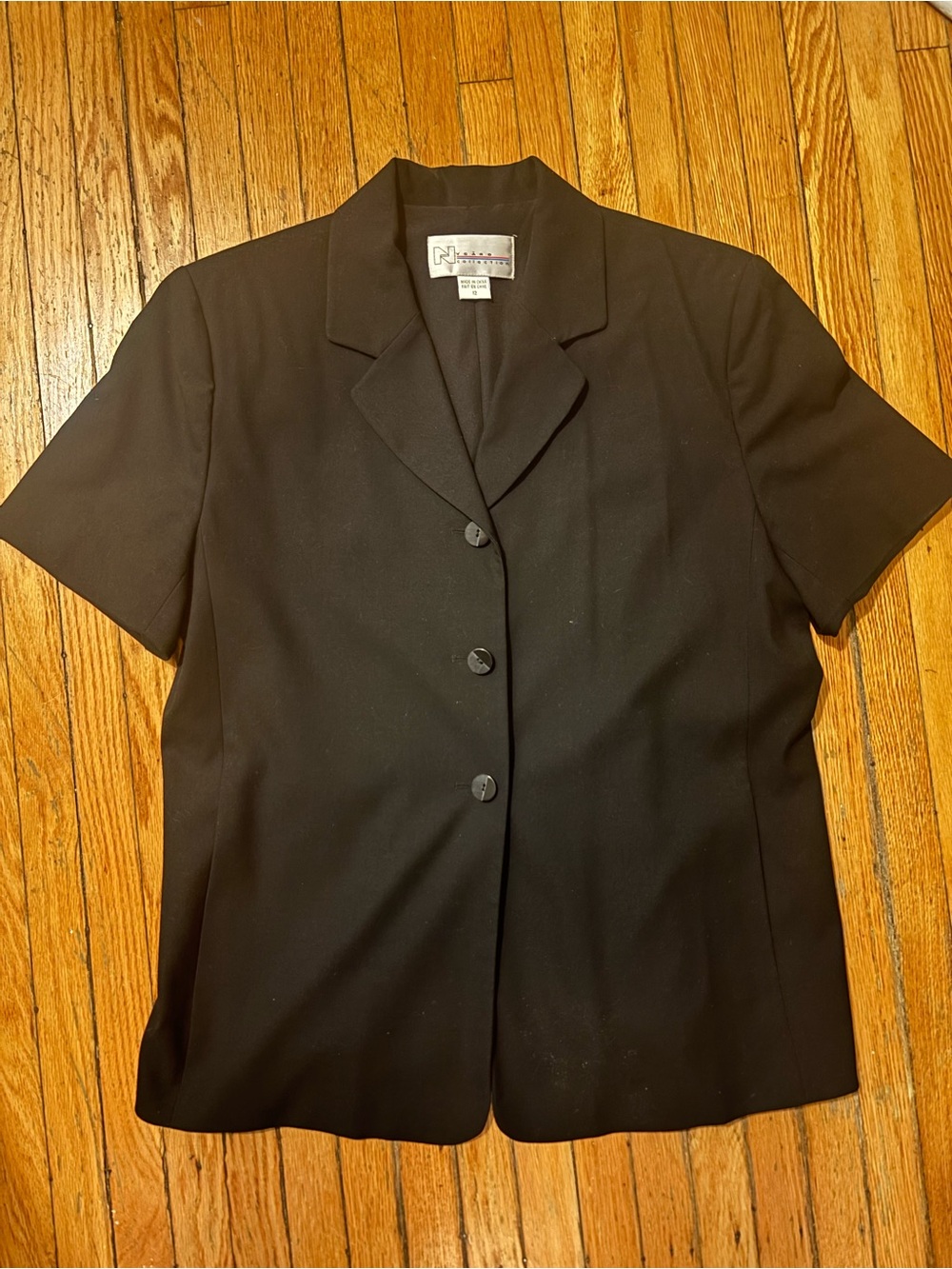 Classic Black Short-Sleeve Blazer - Women